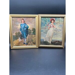 Vintage Winde Fine Prints Blue Boy & Pinkie Pair Gold Framed Art 1969 8x10